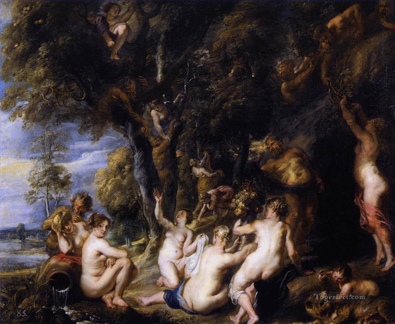 Nymphs and Satyrs Peter Paul Rubens nude Oil Paintings